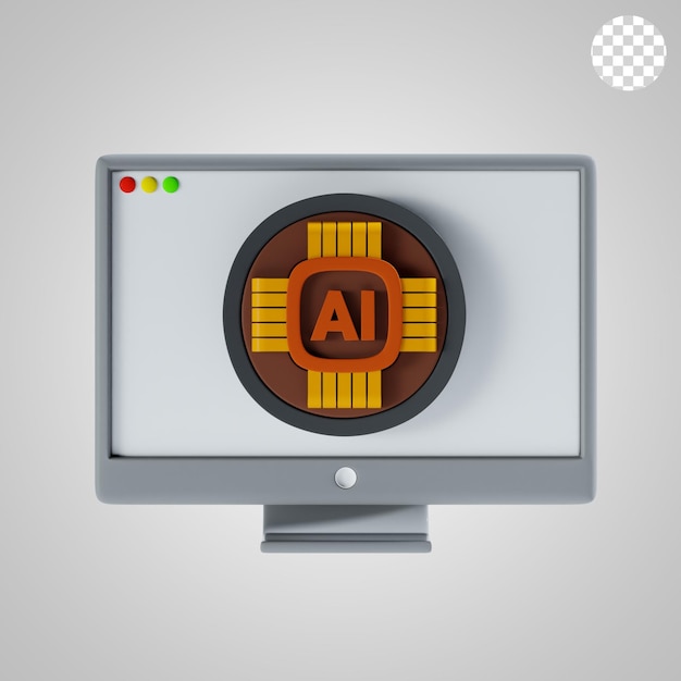 smart computer 3d icon and illustration