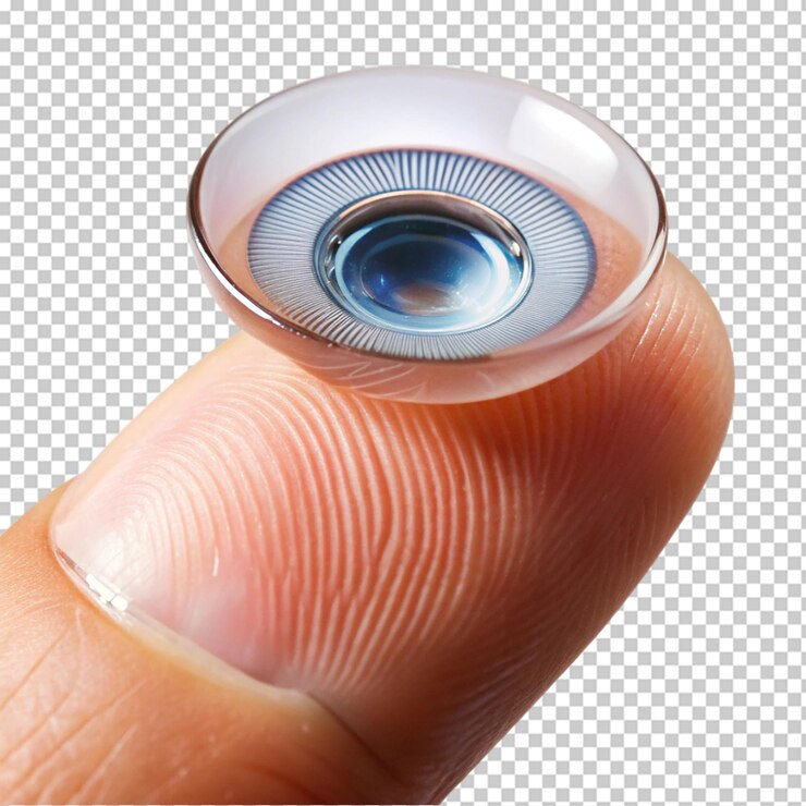 PSD smart contact lens on fingertip