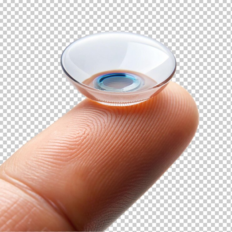 PSD smart contact lens on fingertip