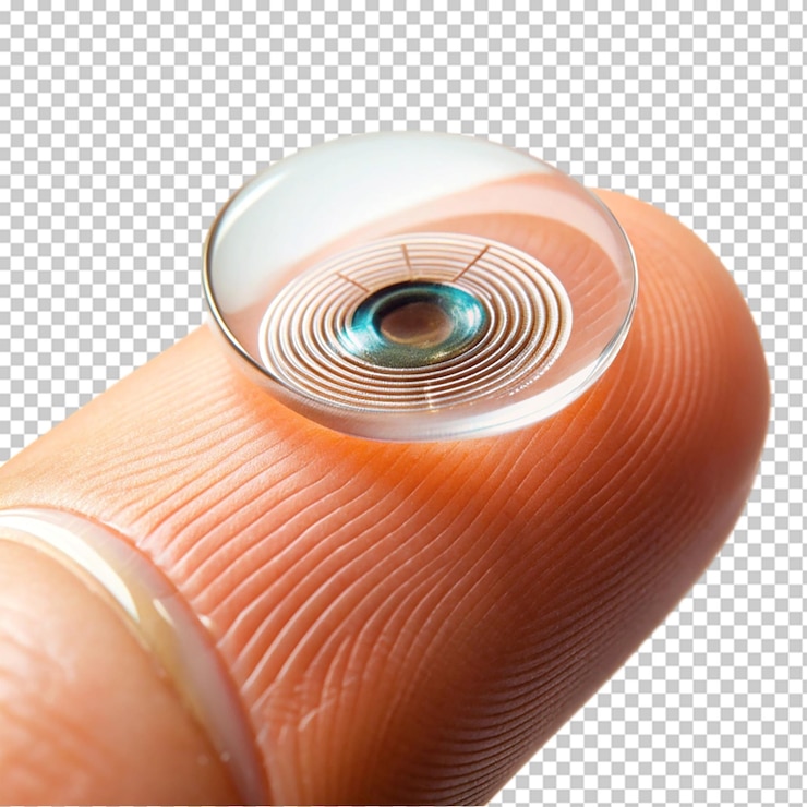 PSD smart contact lens on fingertip