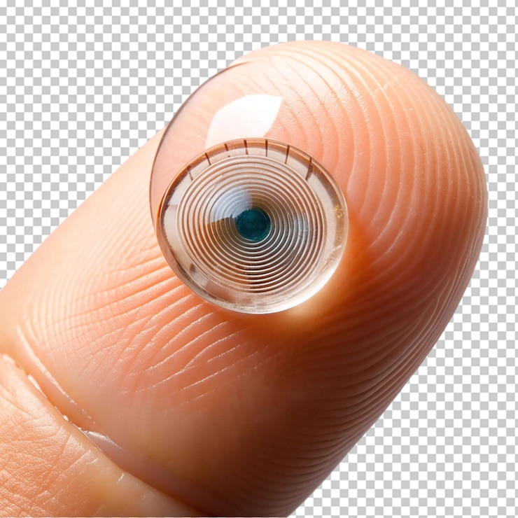 PSD smart contact lens on fingertip