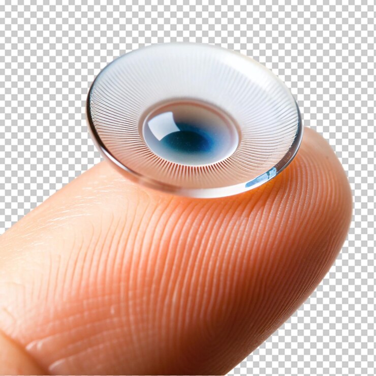 PSD smart contact lens on fingertip
