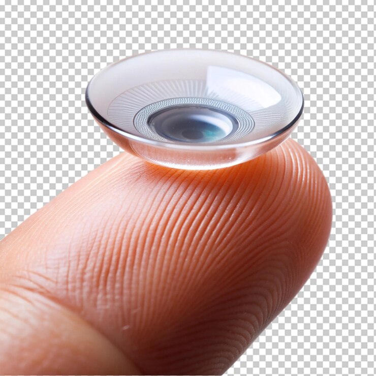 PSD smart contact lens on fingertip