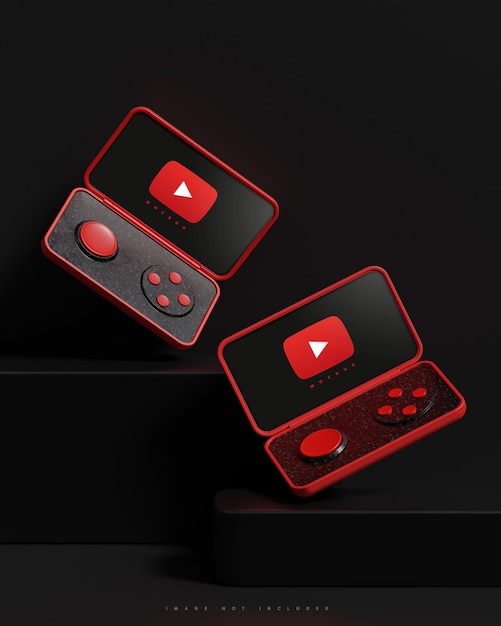 Smart flip apparaat Youtube interface mockup zwarte achtergrond 3d render