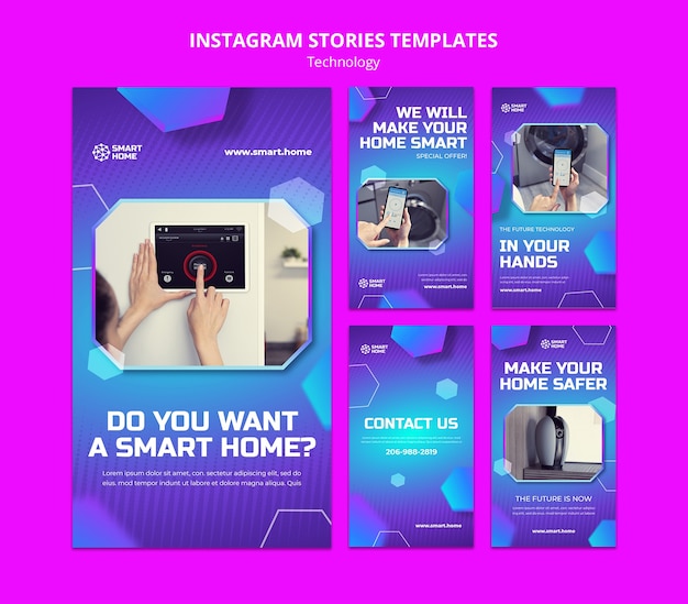 PSD modello di storie di instagram per la casa intelligente