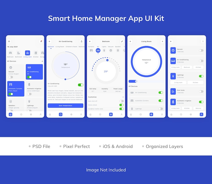 PSD smart home manager app ui kit
