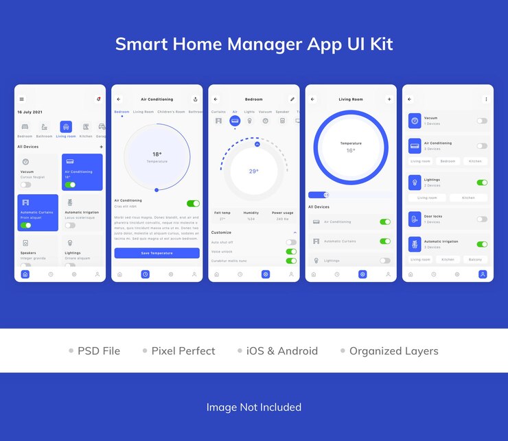 PSD smart home manager app ui kit