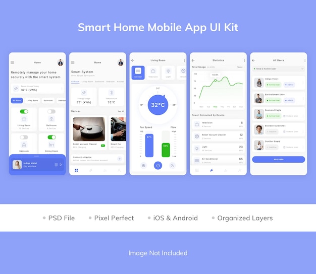 Smart home mobiele app ui-kit