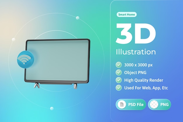 PSD smart home tv 3d illustratie
