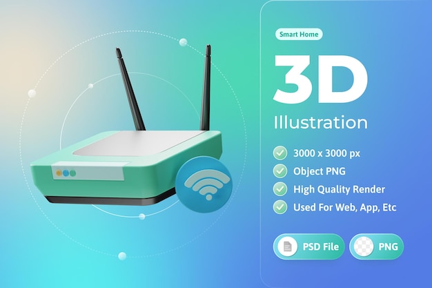 Smart home wifi 3d illustratie