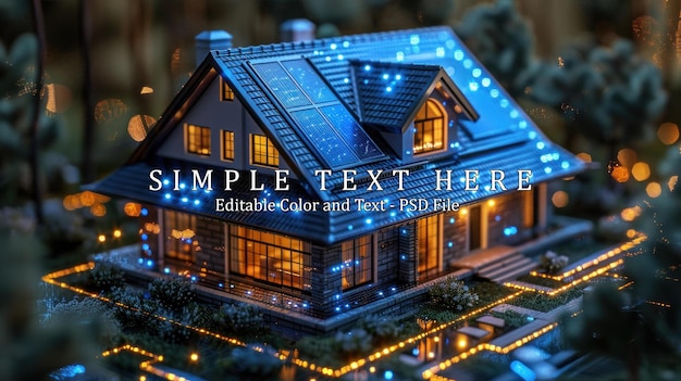 PSD smart home with solar panels rooftop system