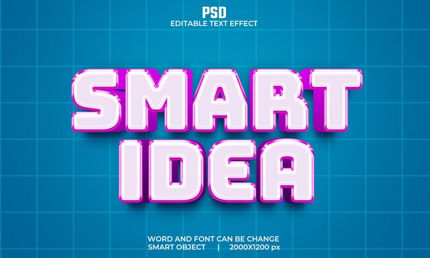 Умная идея 3d редактируемый текстовый эффект Premium Psd с фоном