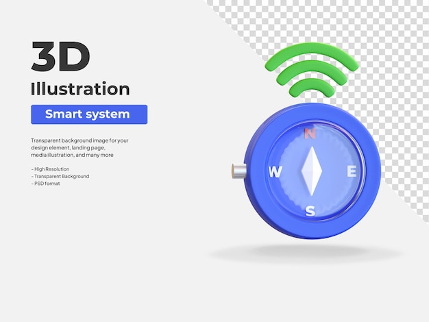 Smart location position internet of thing 3d icon illustration