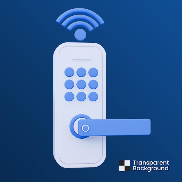 smart lock door 3d icon