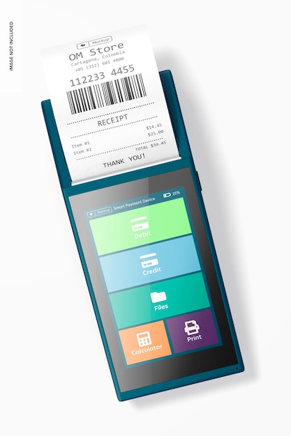 PSD smart payment device mockup, top view