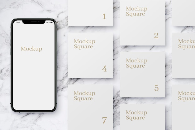 Smart phone-apparaat met vierkante post-mockup