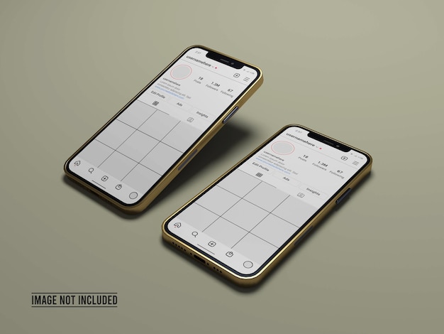 Smart phone instagram ui mockup 3d reso