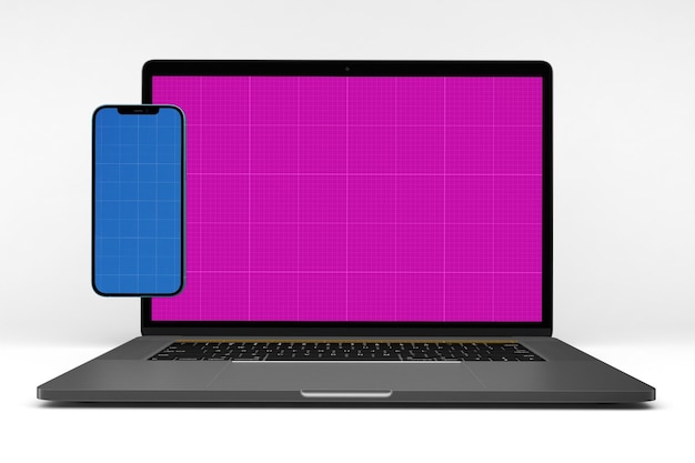 スマートフォンとラップトッププロのモックアップ