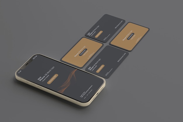 Smart phone mockup con biglietti da visita