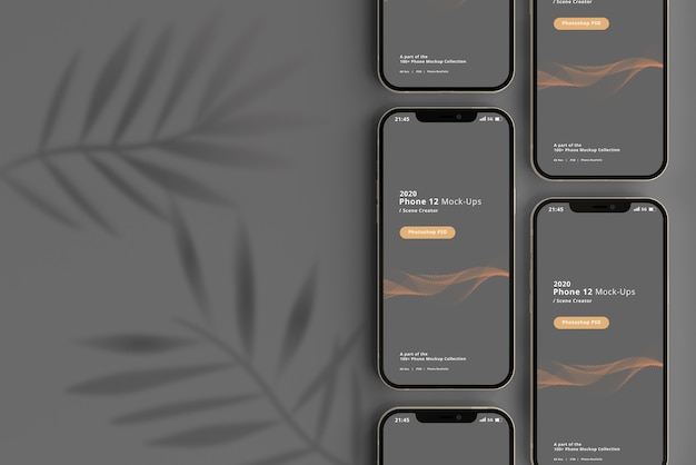 Smart phone mockup with shadow overlay