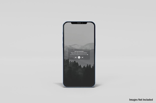 Vista frontale del mockup dello schermo dello smartphone