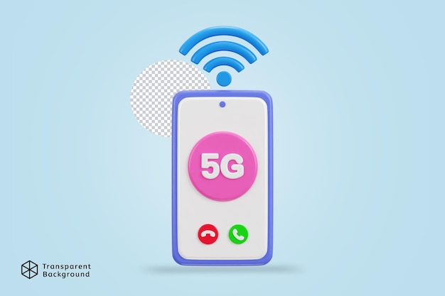 PSD Смартфон с сетью 5g с значком беспроводной сети wifi