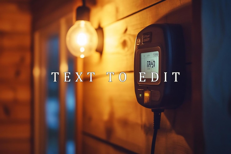 PSD smart power meter on wooden wall energy monitoring
