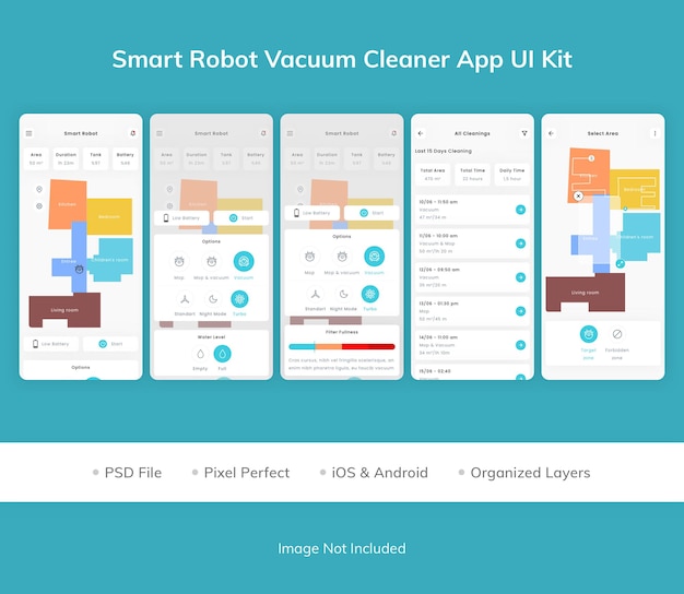 Kit interfaccia utente dell'app smart robot aspirapolvere