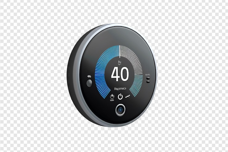 PSD smart thermostat isolated on a transparent background