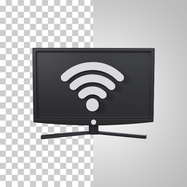 Smart TV Wifi Signal Icon 3D Rendering