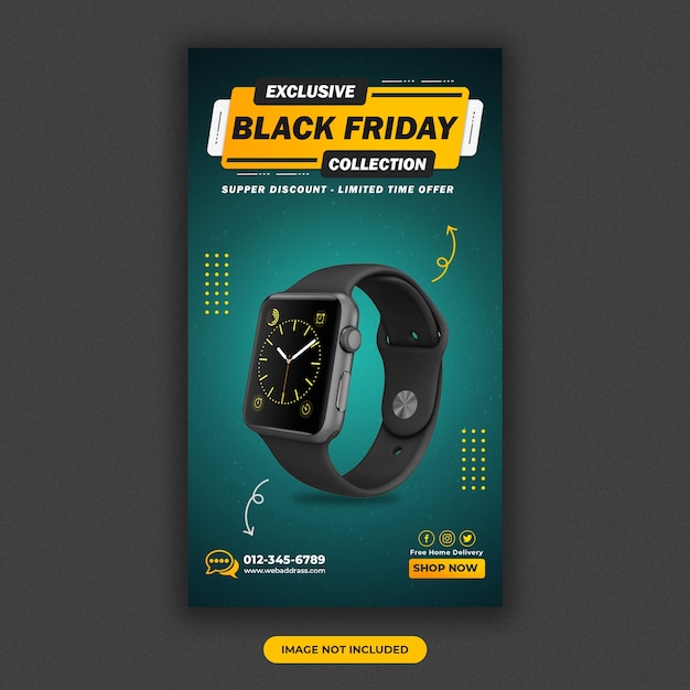 Smart watch black friday instagram design story template