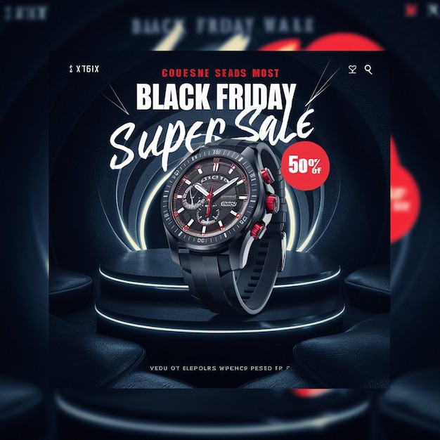 PSD smart watch black friday super sale social media instagram post template