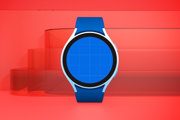 Smart watch classic on glass mockup