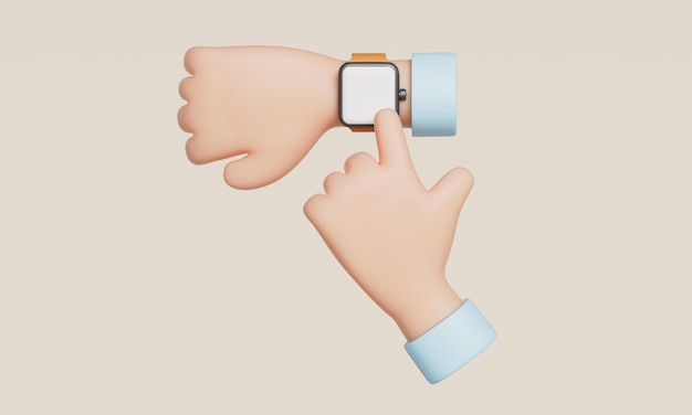 Smart Watch en Hand Mock up 3D Rendering