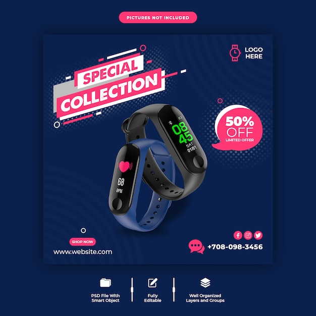 Smart watch sale banner template