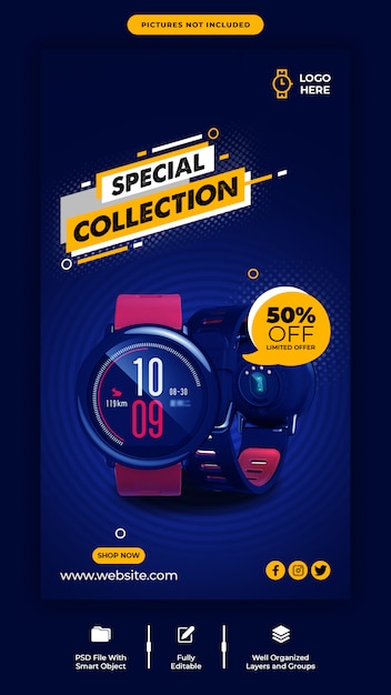 Smart watch sale instagram banner template