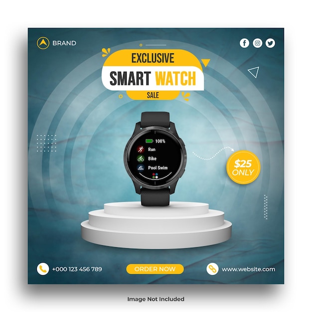 Smart watch sale social media post instagram post banner template