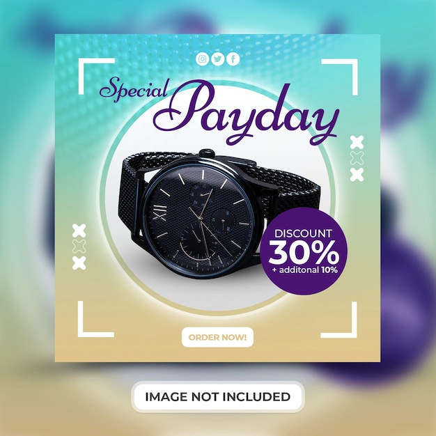 Smart Watch sale special payday promotion with social media post template Premium Psd