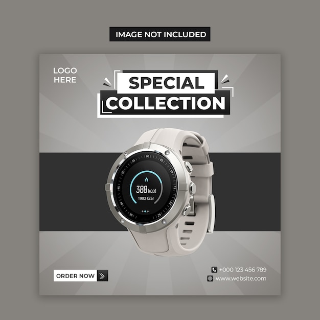 Smart watch social media e modello di post di instagram