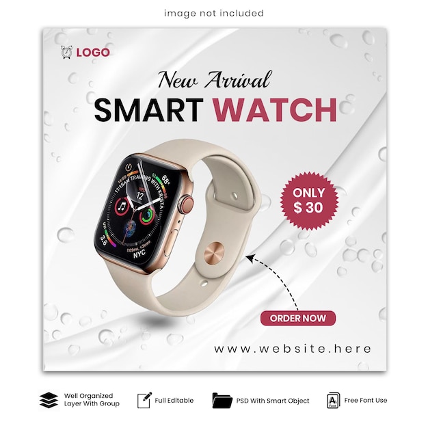 Smart watch social media post templatewatch brand product social media post banner design