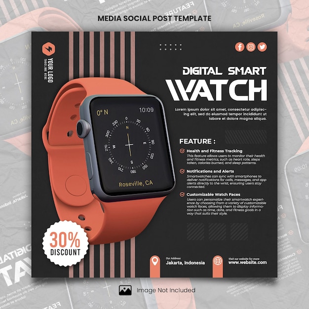 PSD smart watch special promo media social post template