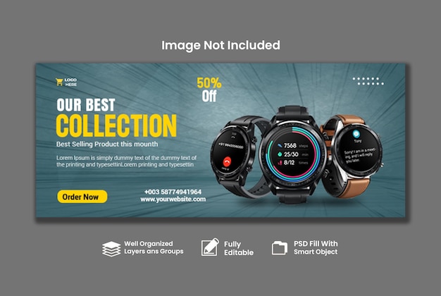 Smart watch webbannersjabloon social media post facebook omslagcollectie premium psd