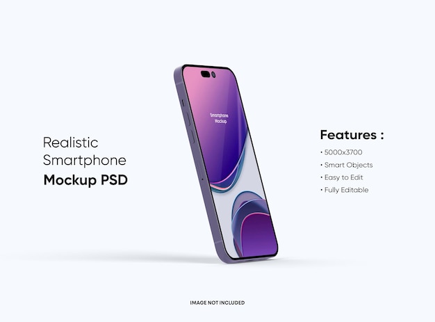 Smartphone 14 pro and screen mockup with mobile app presentation template 3d render