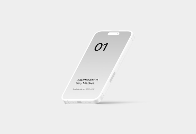 PSD smartphone 15 clay isometric semi stand right