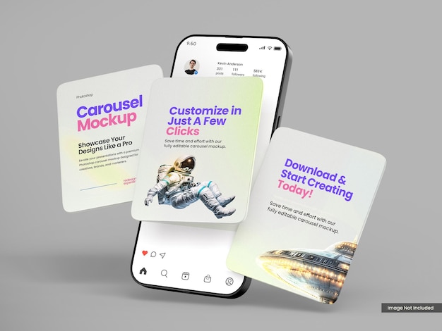 smartphone and caroseul instagram post mockup