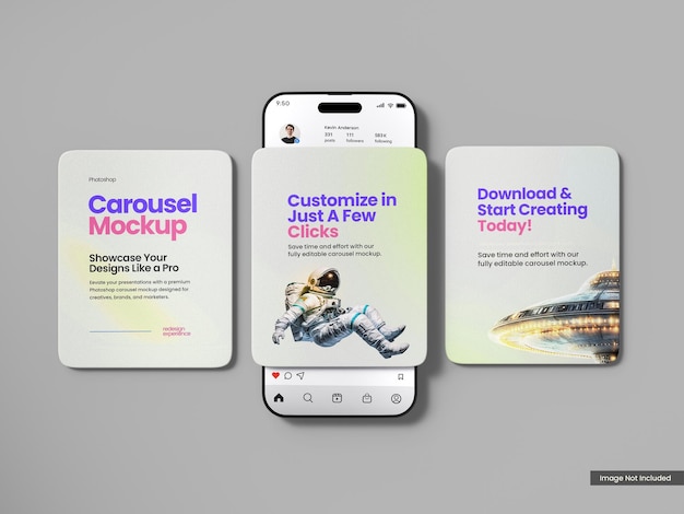smartphone and caroseul instagram post mockup