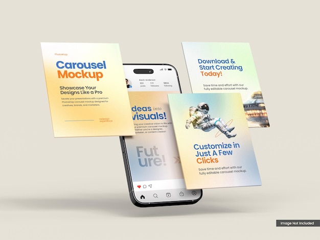 smartphone and caroseul instagram post mockup
