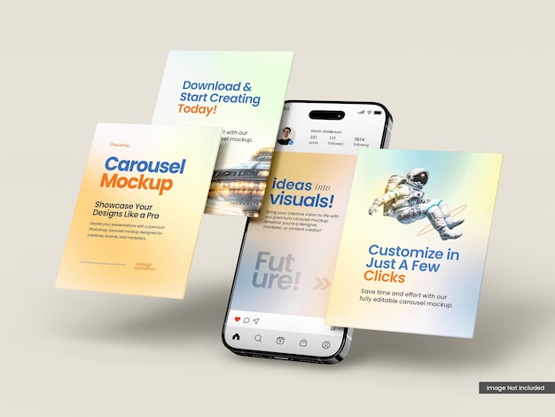 smartphone and caroseul instagram post mockup