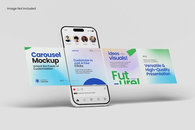 smartphone and caroseul instagram post mockup
