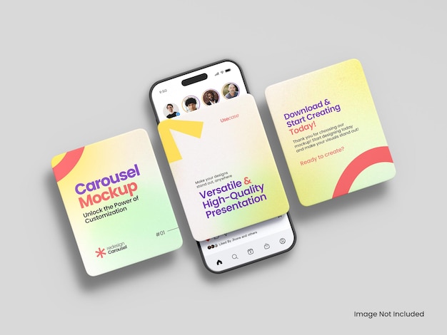 smartphone and caroseul instagram post mockup